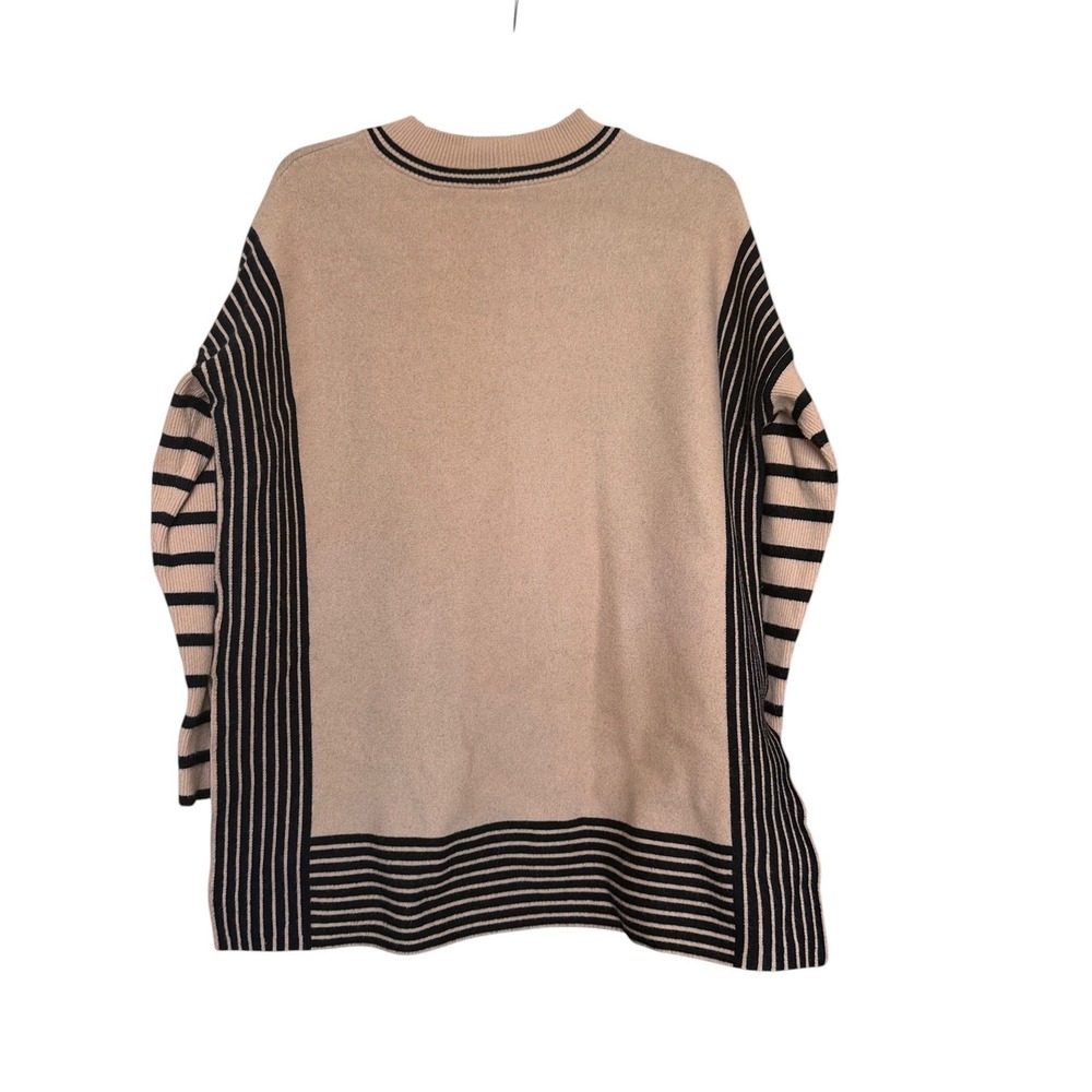 Frank Lyman Montreal Womens Beige Black Striped Knit Tunic Sweater L Lagenlook - Picture 4 of 8